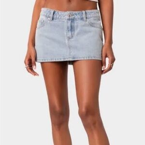 Edikted Light Blue Denim Mini Skirt
